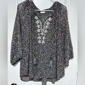 Floral Embroidered Women's Top